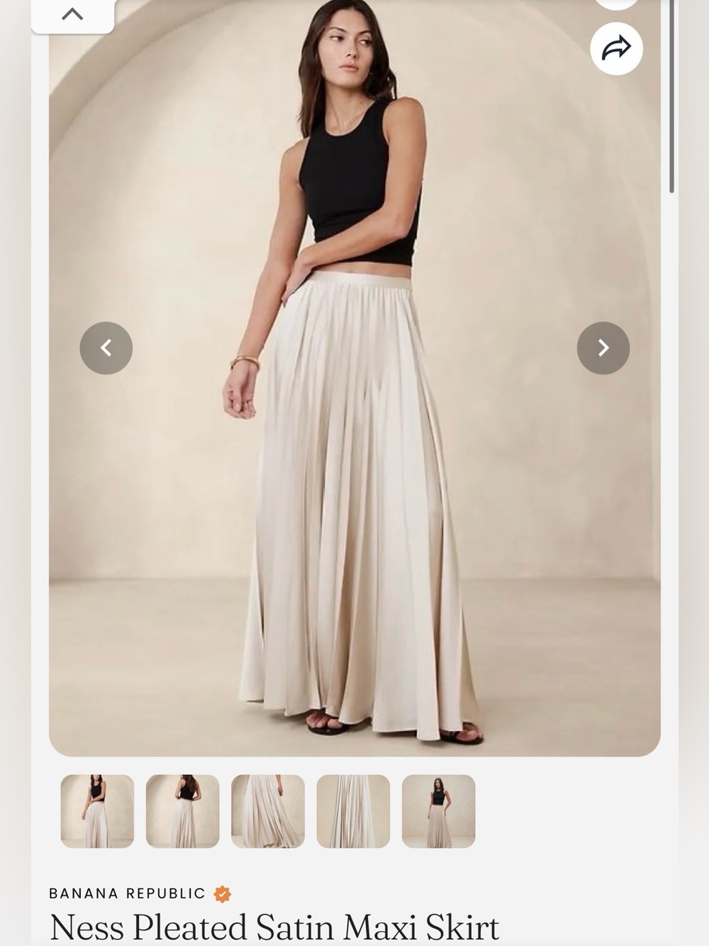 Banana Republic Ness Pleated Satin Maxi Skirt NWT medium